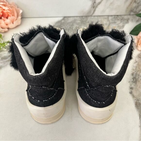 P448 Rail Dark Destructed Denim Hi-Top Sneakers in Black Size 7 NEW - Picture 10 of 14